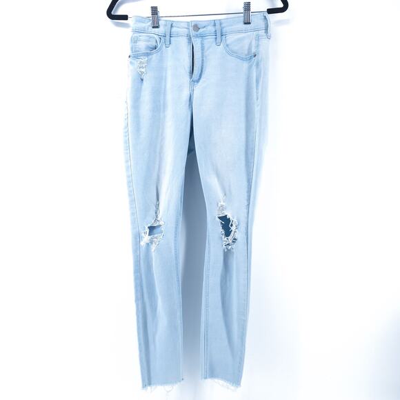 Old Navy Normcore Distressed Rockstar HR Light Wash 360 Stretch Raw Hem Skinny 4 - Picture 2 of 13